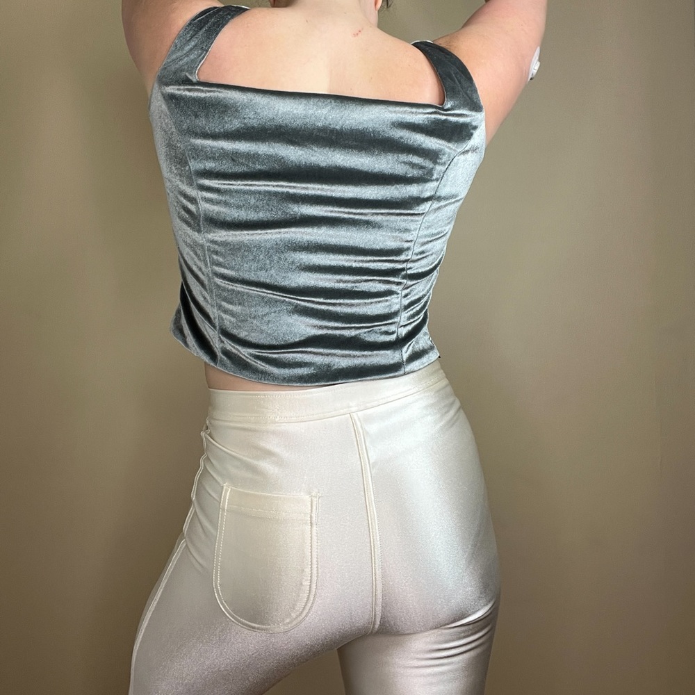 Velvet Sage Green Bustier Bodice Style Top Size Medium - Picture 8 of 11